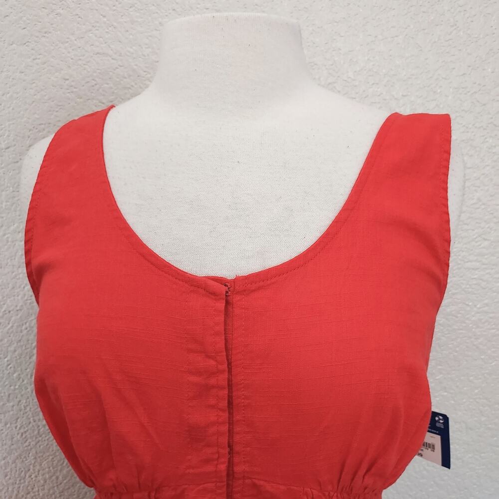NEW Arizona Red Orange Sleeveless Tiered Knee Length Dress Size L - Picture 3 of 15